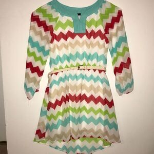 My Michelle chevron, belted dress, size 8, EUC